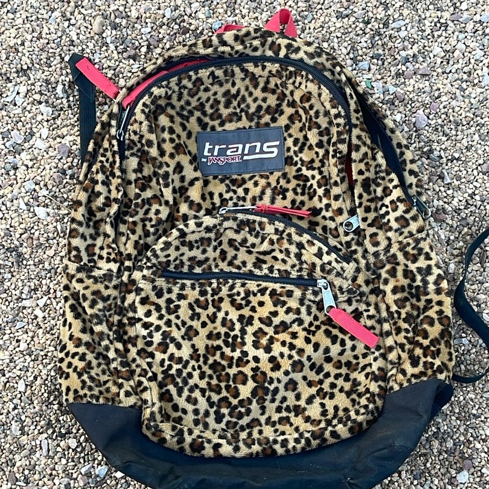 Trans JanSport faux fur leopard backpack